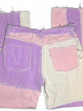 Jaded London fun pink and purple patchwork jeans